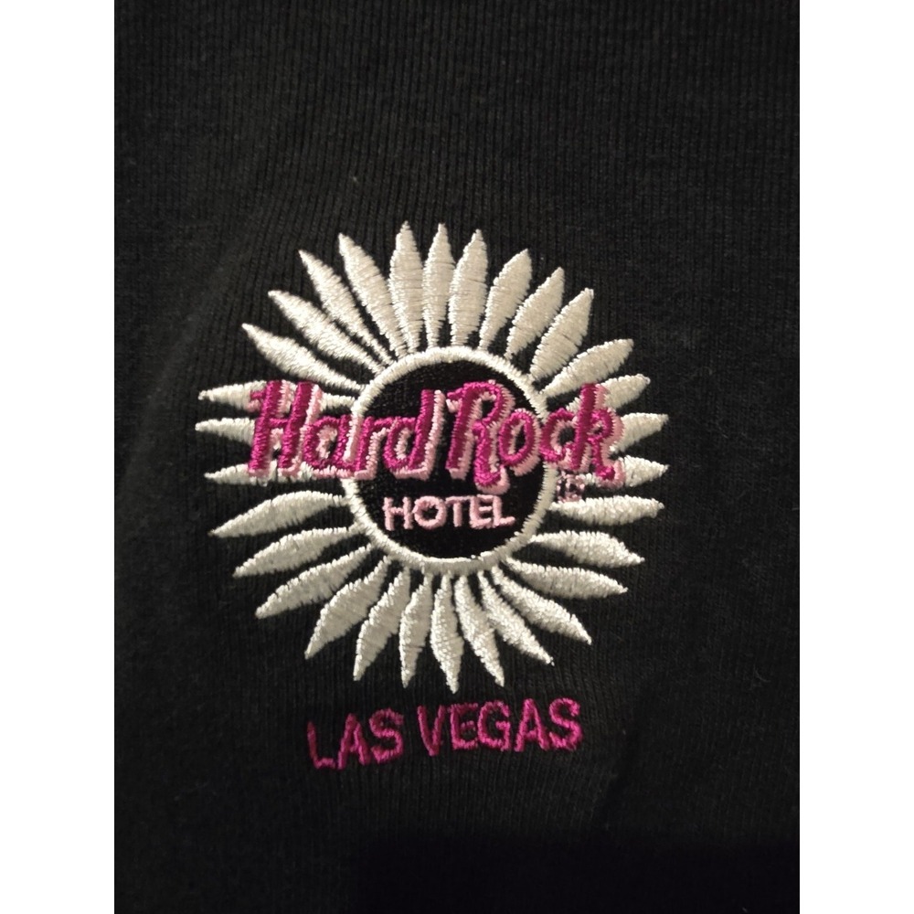 Hard Rock Hotel Las Vegas Vtg Shirt Womens Sz Small Black USA Embroidered Rare